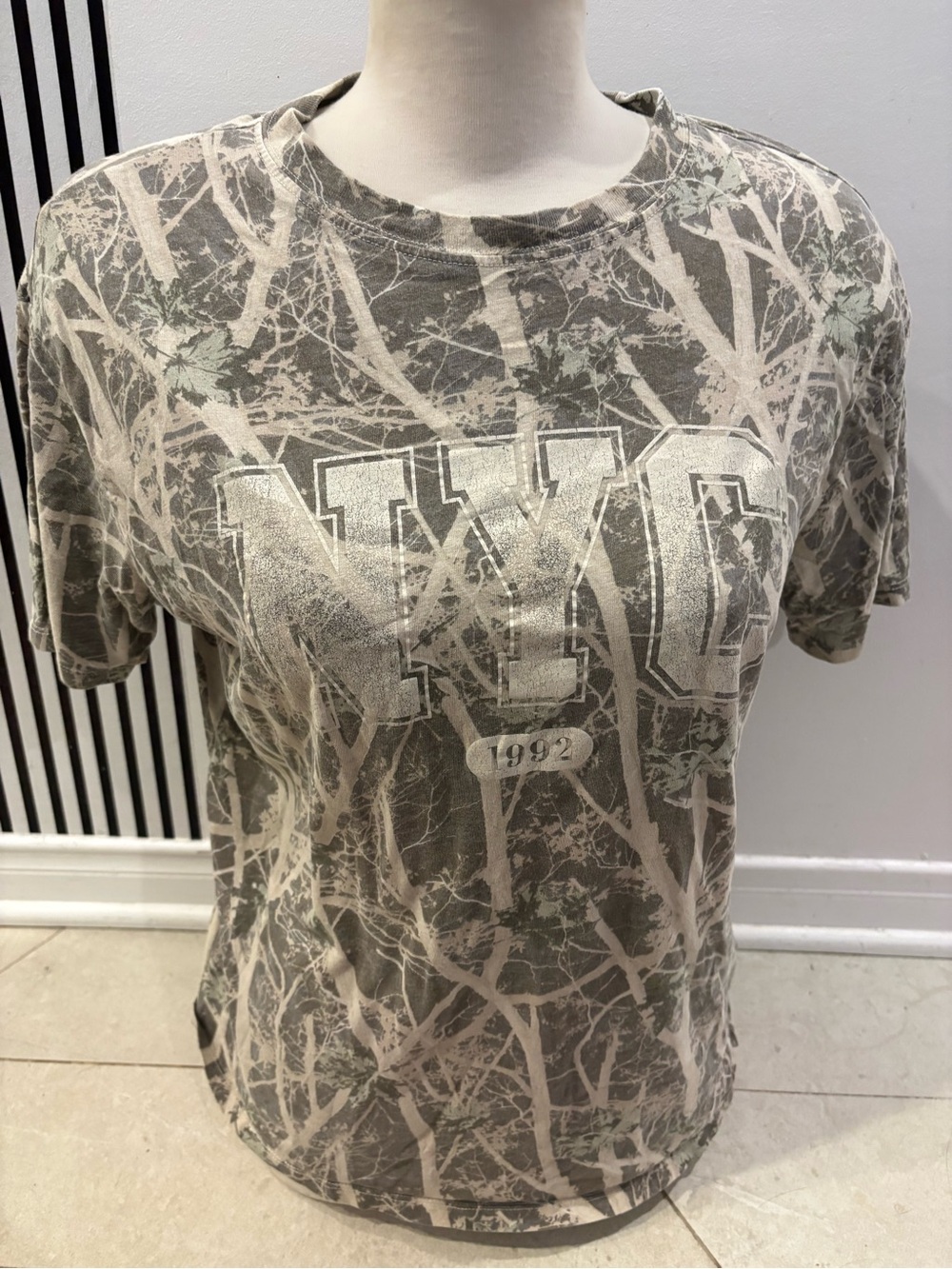 NYD 1992 Graphic Tee - Olive & Cream Camo Tree Print